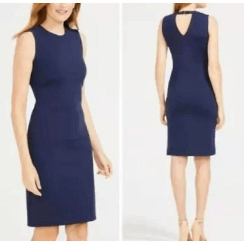 J.McLaughlin Barry Navy Blue Stretch Scuba Dress Size Medium Sleeveless